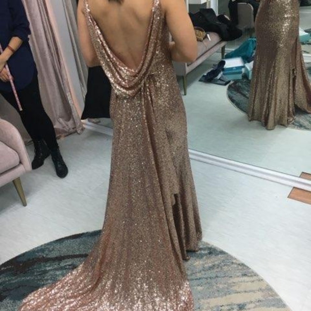 Rose gold sequin wedding or prom dress